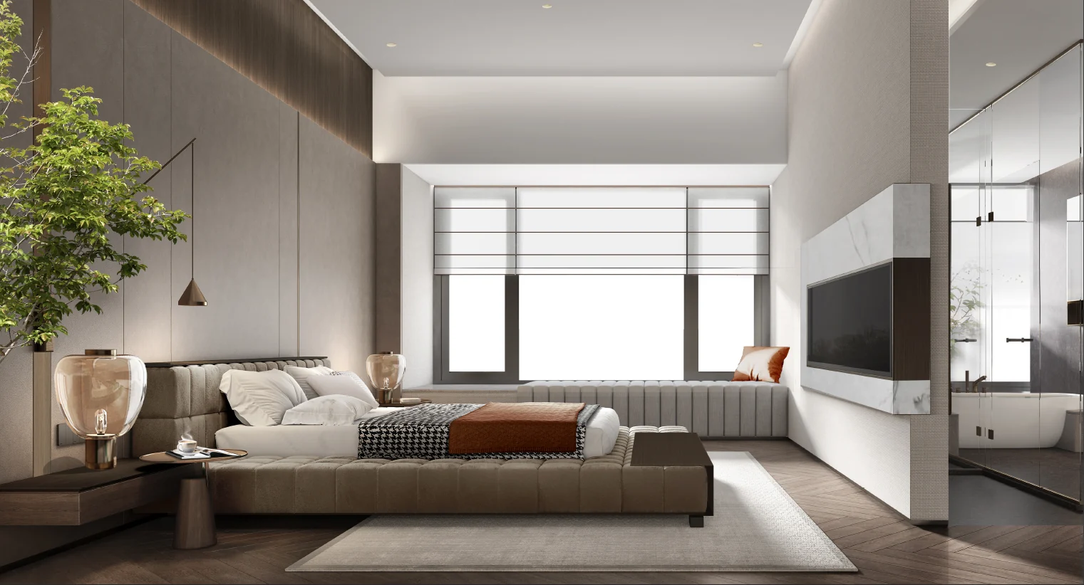 Phòng khách với vật liệu phân lớp — Design visualisation
