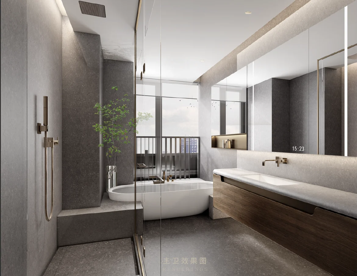 Phòng khách với vật liệu phân lớp — Design visualisation